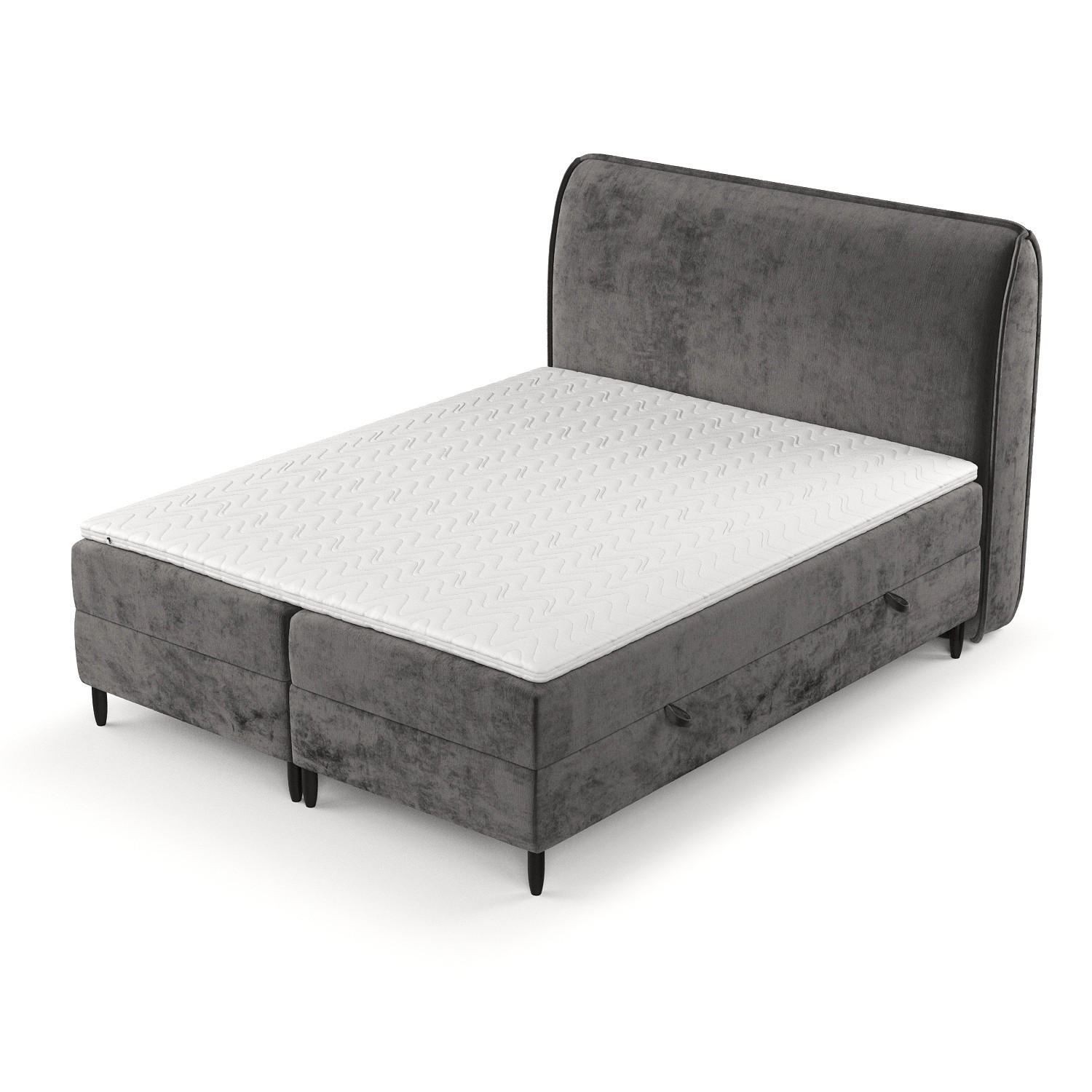 Thumbnail - AltaBeds Boxbett, Graphit, Textil, Buche, Kiefer, H3, Höhe ca. 19 cm, 120x200 cm, Oeko-Tex® Standard 100, Handmade in Eu...