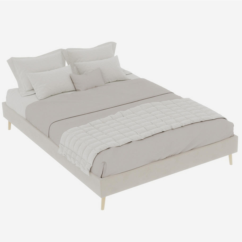 OKWISH ČALOUNĚNÁ postel 140/200 cm béžová z látky a kovu s úložným prostorem a dětským čelem