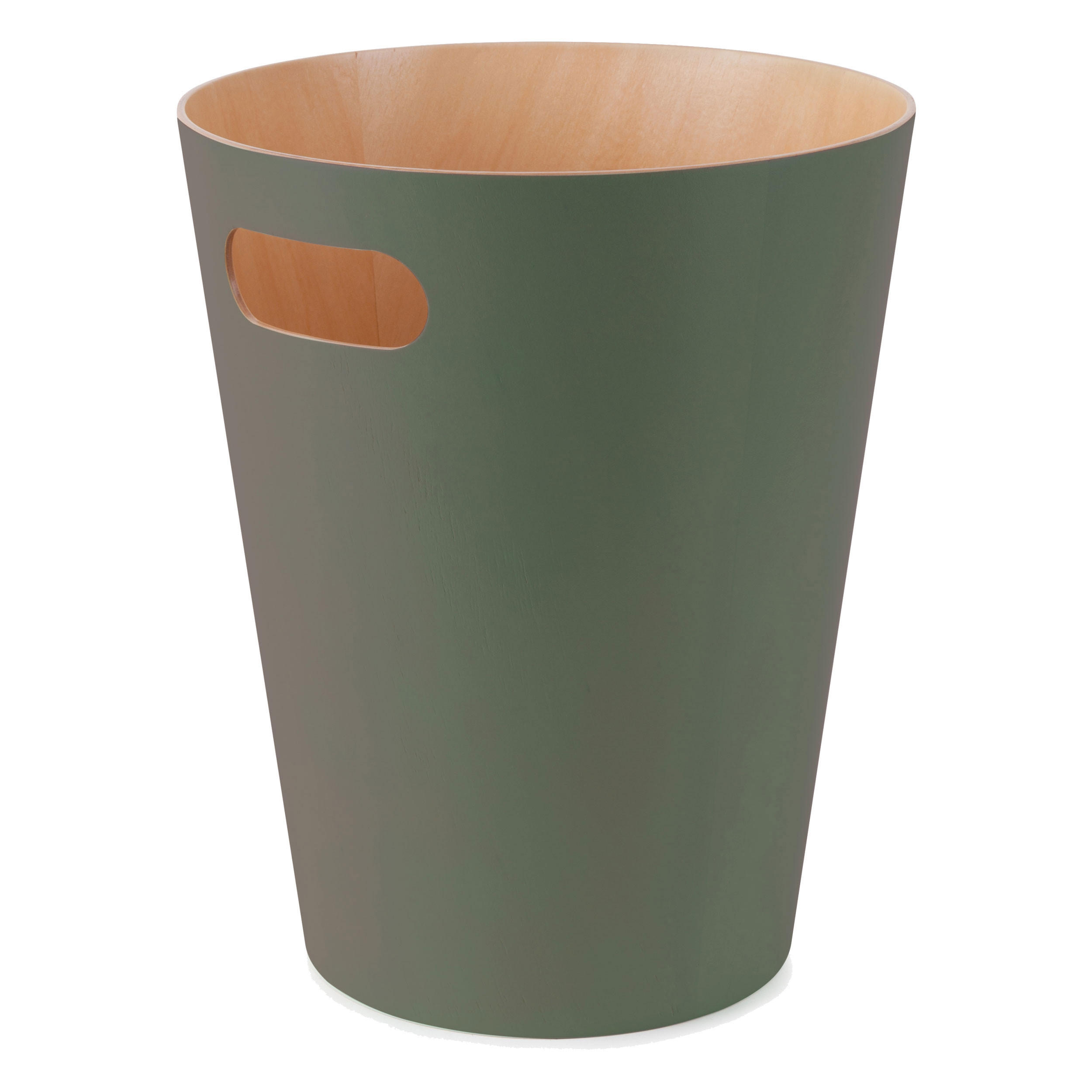 ABFALLEIMER Woodrow, Natur / Tannengrün - Grün, Kunststoff (22.99/27.94/22.99cm) - Umbra