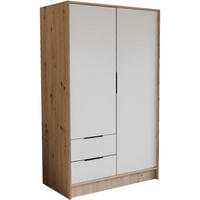 DREHTÜRENSCHRANK Niko 100/51/200 cm eiche artisan+weiß - Schwarz/Eiche Artisan, Holzwerkstoff (100/200/51cm) - Beautysofa