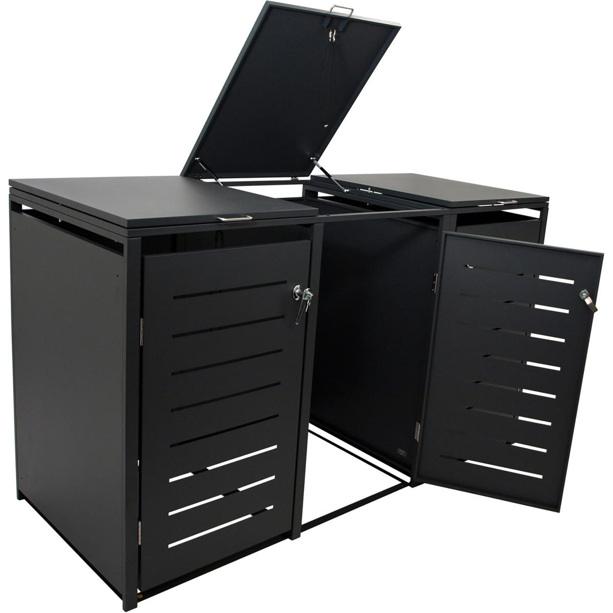 MÜLLTONNENVERKLEIDUNG London - Mülltonnenbox für 3 - Stahl verzinkt, anthrazit - Grau, Metall (198/116/80cm) - TPFGarden