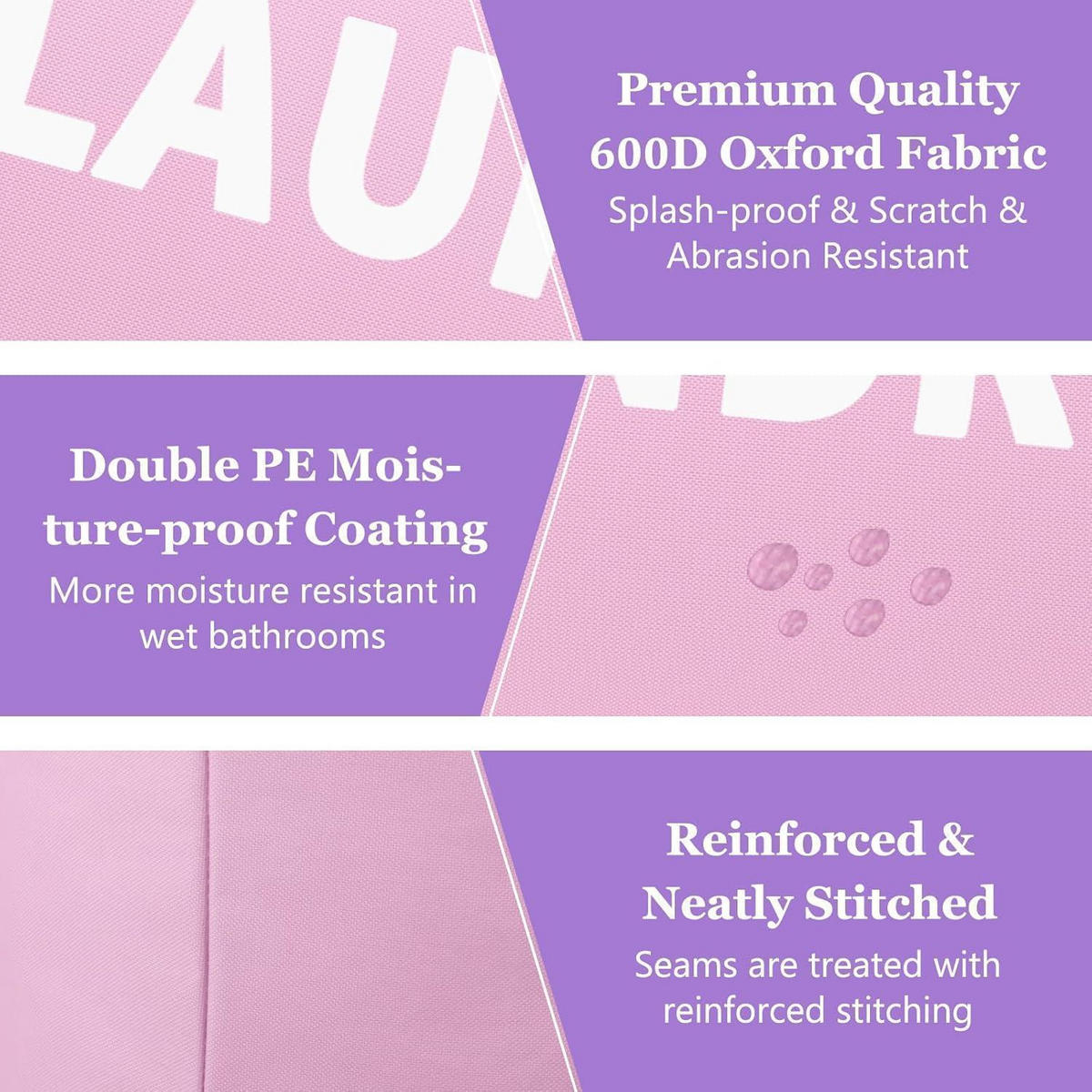 WÄSCHEKORB 2-teiliges Set 125L Lila + Rosa - Multicolor, Textil (43.9/78.7/43.9cm)