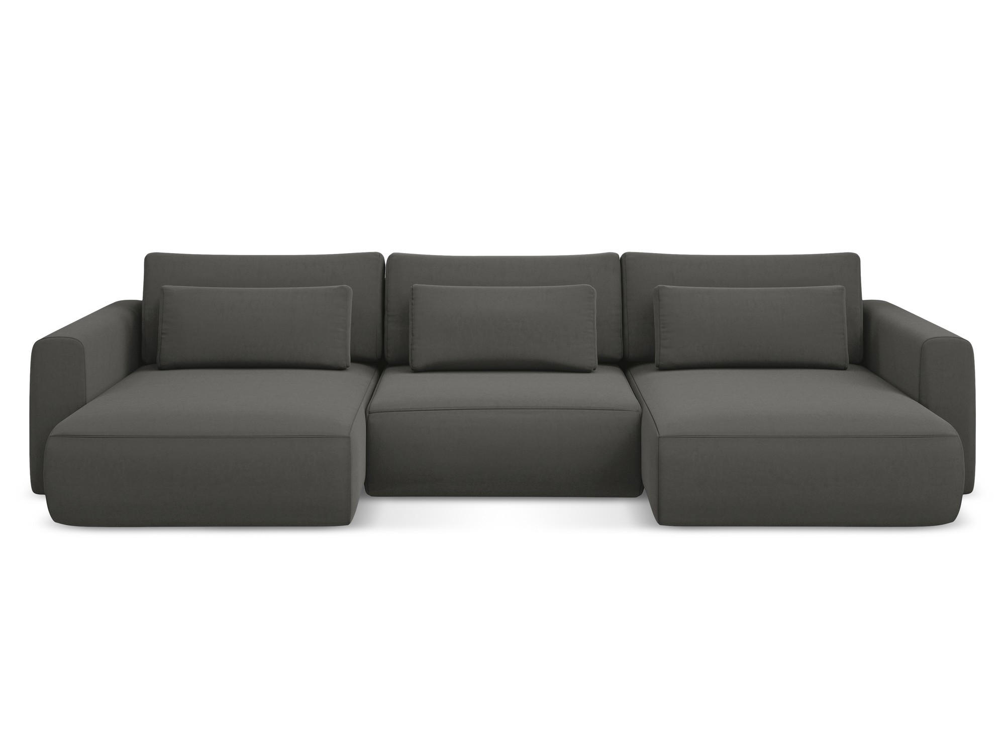 WOHNLANDSCHAFT Samt Stoff Grau - Dunkelgrau/Schwarz, Kunststoff/Textil (340/82/149cm) - Makamii