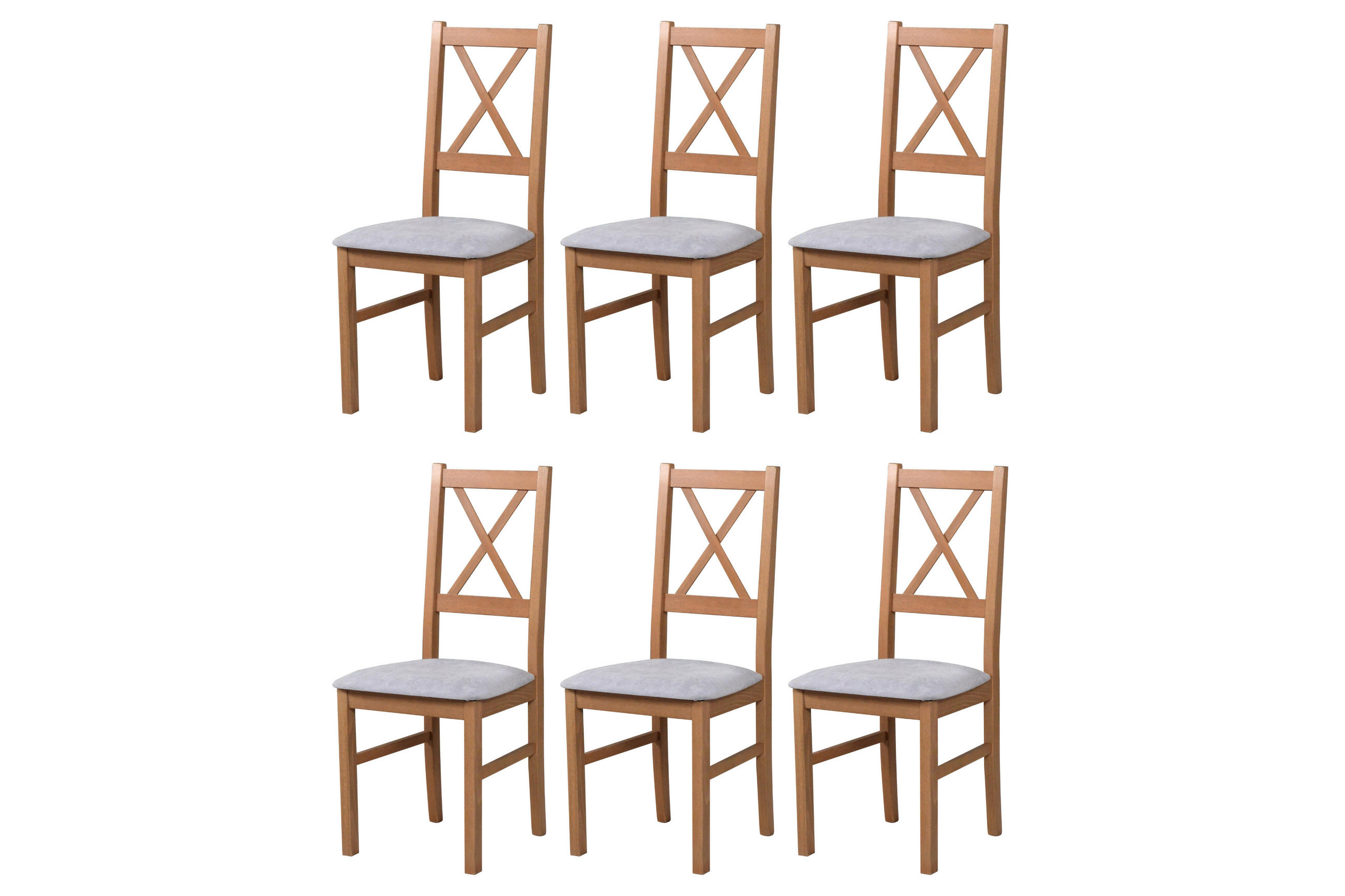 STUHL Nilo 10 (6er Set) - Hellbraun/Cappuccino, Holz (43/94/40cm) - Leaf Design