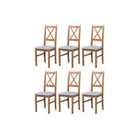 STUHL Nilo 10 (6er Set) - Hellbraun/Cappuccino, Holz (43/94/40cm) - Leaf Design