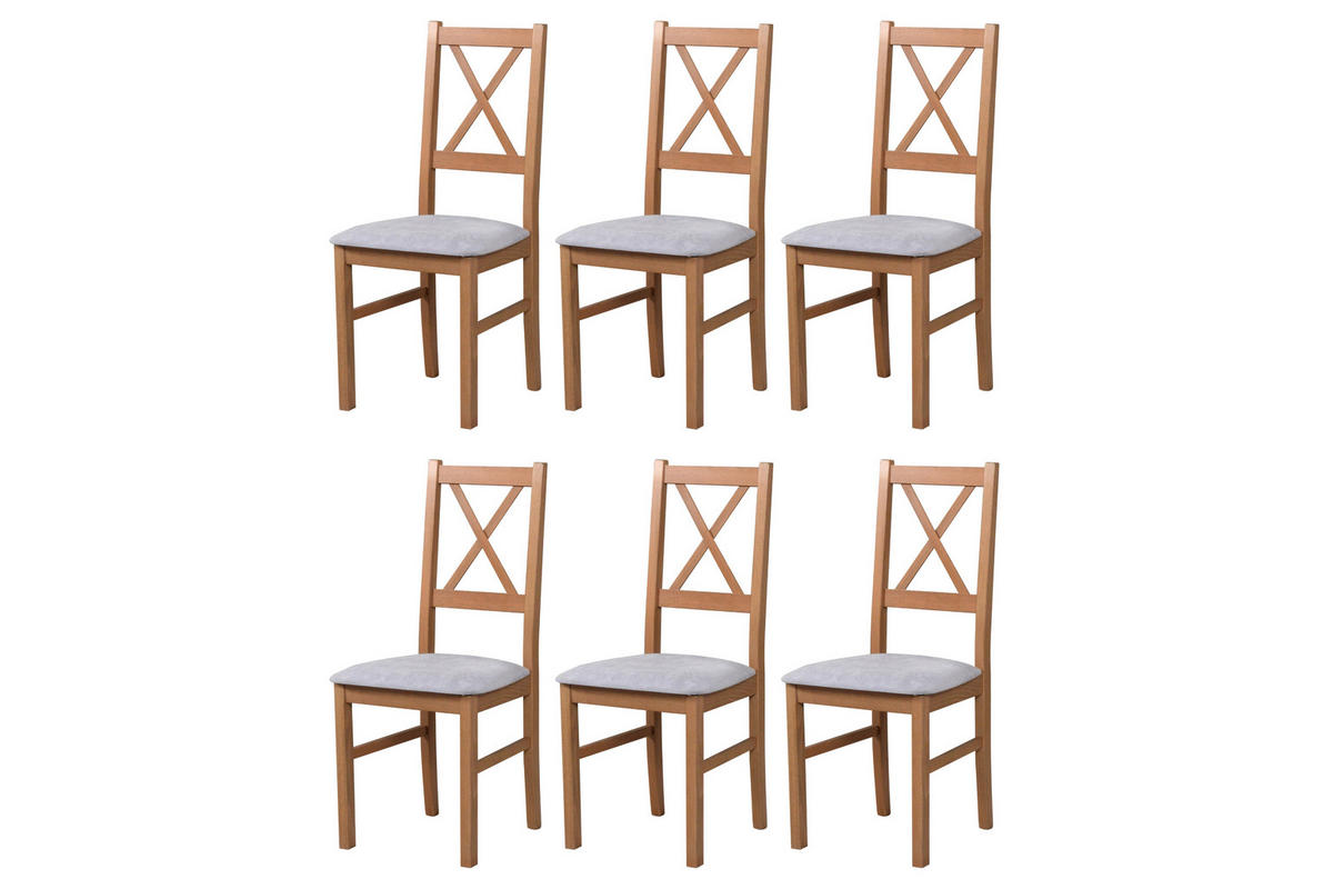 STUHL Nilo 10 (6er Set) - Hellbraun/Cappuccino, Holz (43/94/40cm) - Leaf Design