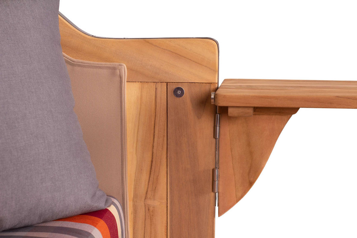 STRANDKORB Baltikum Teak 2,5 Sitzer - Rot/Braun, Holz/Metall (142/170/95cm) - Mr. Deko