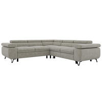ECKSOFA QUADRO L - Hellgrau Stukture - Links Seite - Hellgrau/Schwarz, Textil/Metall (269/269cm) - MKS