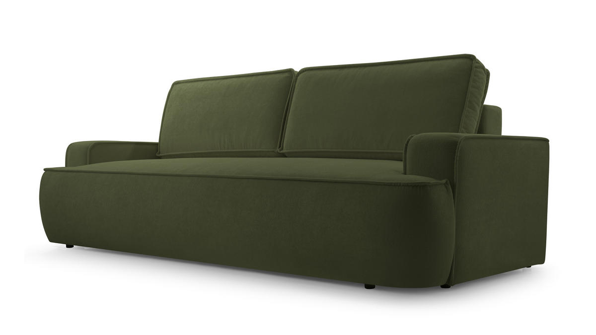 BETTSOFA SOLO Grün Bucle-Stoff mit Schlaffunktion - Grün, Textil (110/94/248cm) - MASSENO