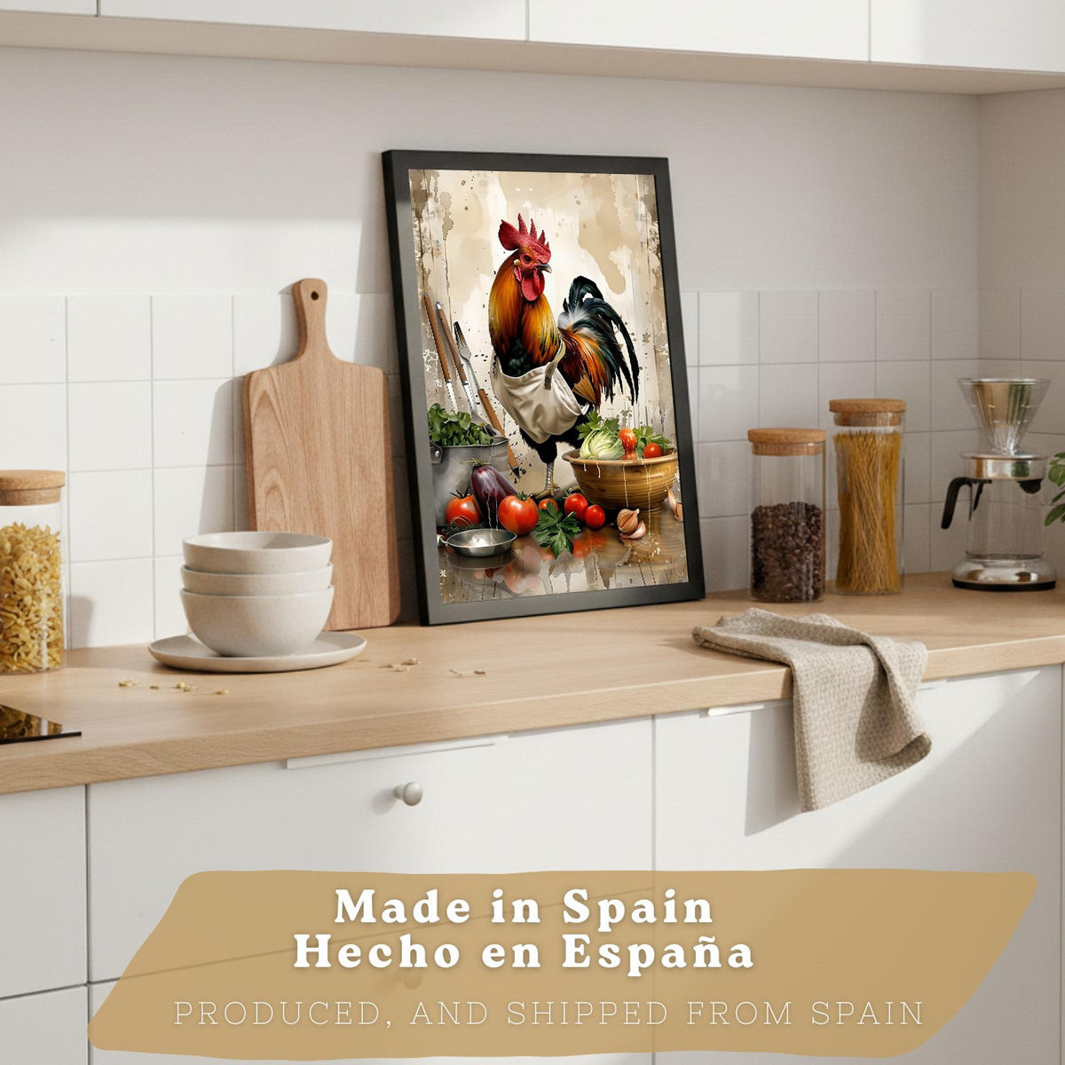 PLAKAT Sada 2 Animal Chef A3 Černý rám - černá, papír (29.7/1/42cm) - Nacnic