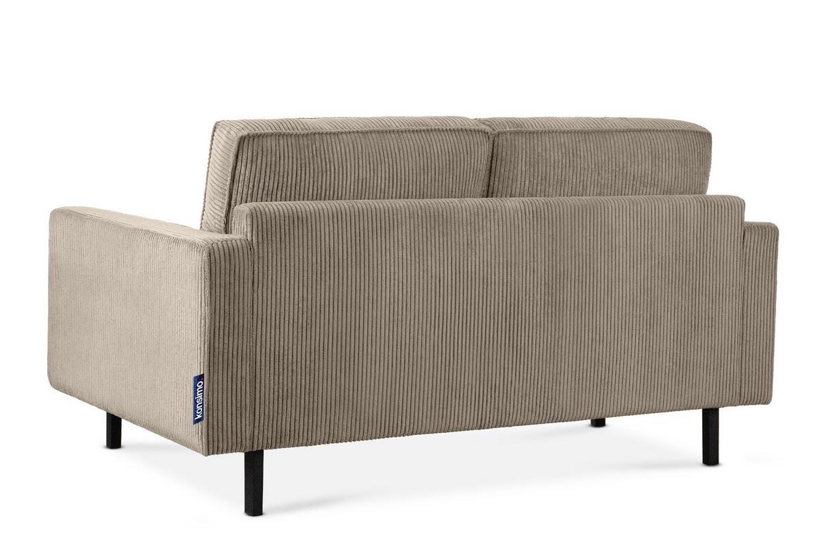 2-SITZER-SOFA INVIA Klassische-Stil mit Armlehnen, Feinkord-Stoff, Beige - Hellbraun/Beige, Textil (164/87/98cm) - KONSIMO®