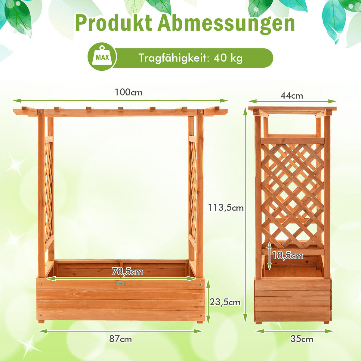HOCHBEET mit hängendem Dach Orange - Orange, Holz (44/114/100cm) - COSTWAY