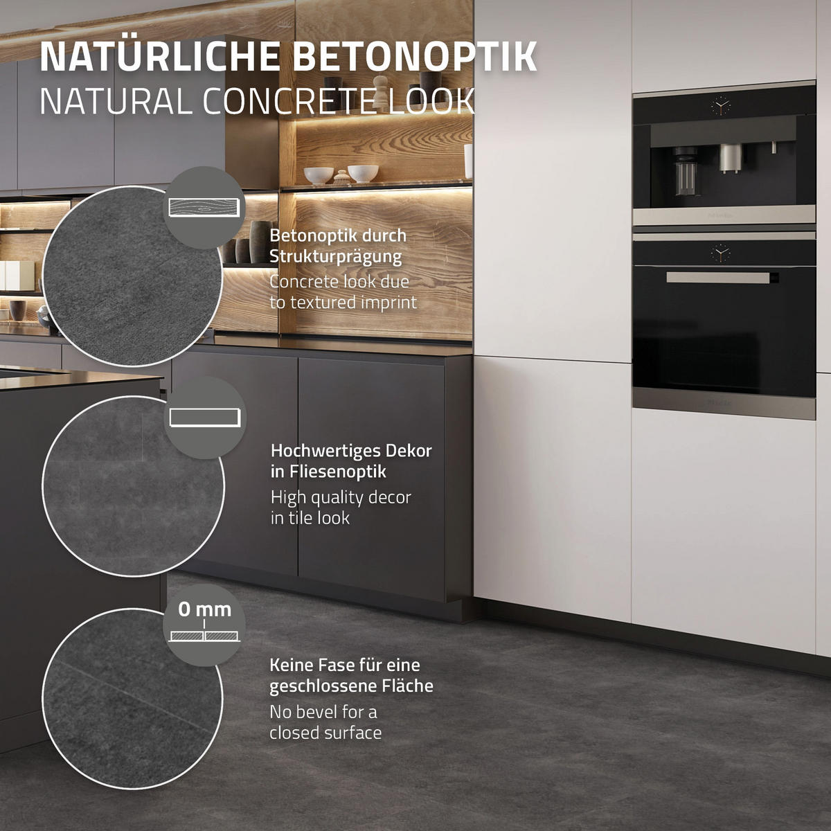 PVC BODENBELAG selbstklebend 6,68m²/36 Dielen Vinylboden Betonoptik Grau Zement Dunkel - Dunkelgrau, Kunststoff (61/30.5/0.2cm) - ML-DESIGN