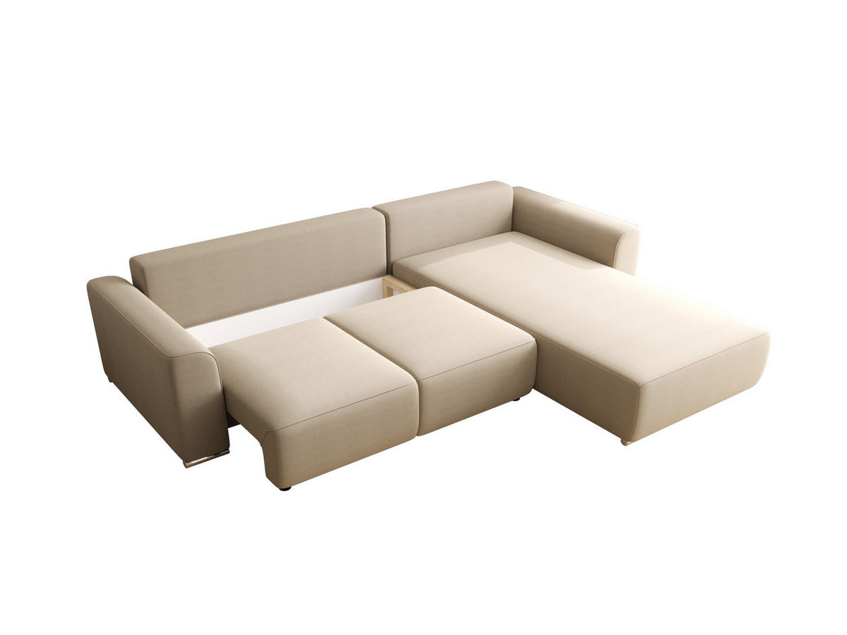 ECKSOFA GUSTO L Como02 Rechts mit Schlaffunktion - Beige, Textil (279/193cm) - Bedante
