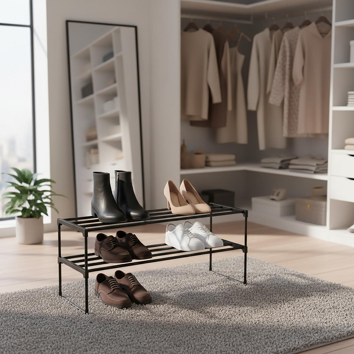 BOTNÍK - černá, kov/plast (92/38/30cm) - Relaxdays