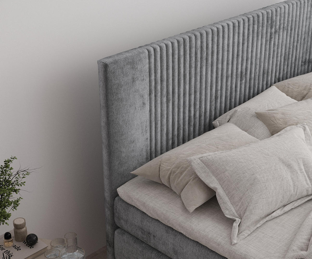 BOXSPRINGBETT Bergamo Grau 140/200 cm - Schwarz/Grau, Holz/Holzwerkstoff (140/200cm) - Maison de Reve