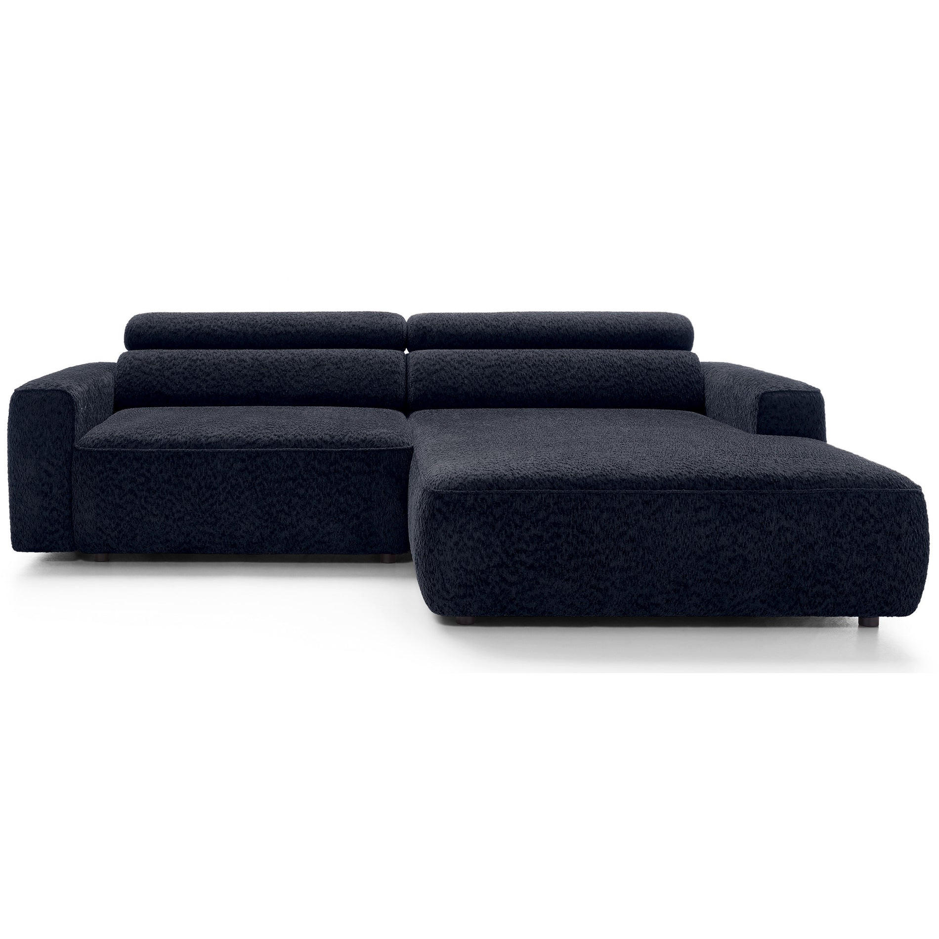 ECKSOFA Fando Navyblau Chenille - Schwarz/Dunkelblau, Kunststoff/Textil (182/252cm) - Selsey