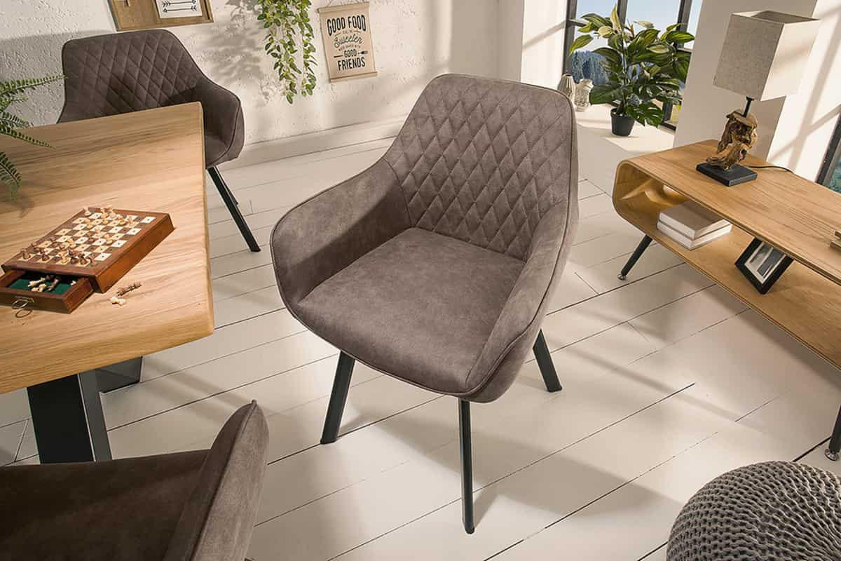 STUHL PALERMO Microfaser Taupe 85 cm - Taupe/Schwarz, Textil/Metall (57/84/46cm) - riess-ambiente