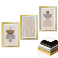 WANDBILDER 3er Set - 20x30 cm Goldrahmen - Abstrakte Formen braun beige - Goldfarben, Kunststoff (20/30cm) - ArtPrintCave