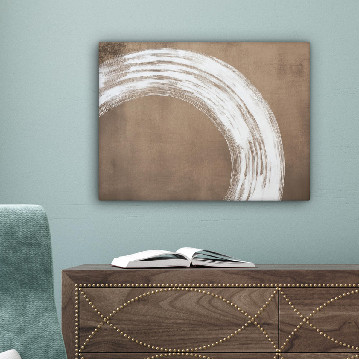 LEINWANDBILD Farbe - Braun - Japandi 40x30 cm - Kupferfarben, Textil (40/30cm) - MuchoWow