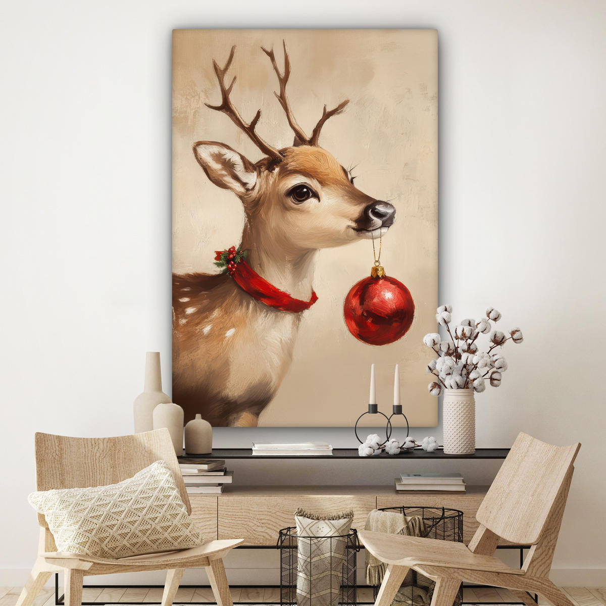 SLIKA NA PLATNU Božič 90x140 cm - svetlo rjava, tekstil (90/140cm) - MuchoWow