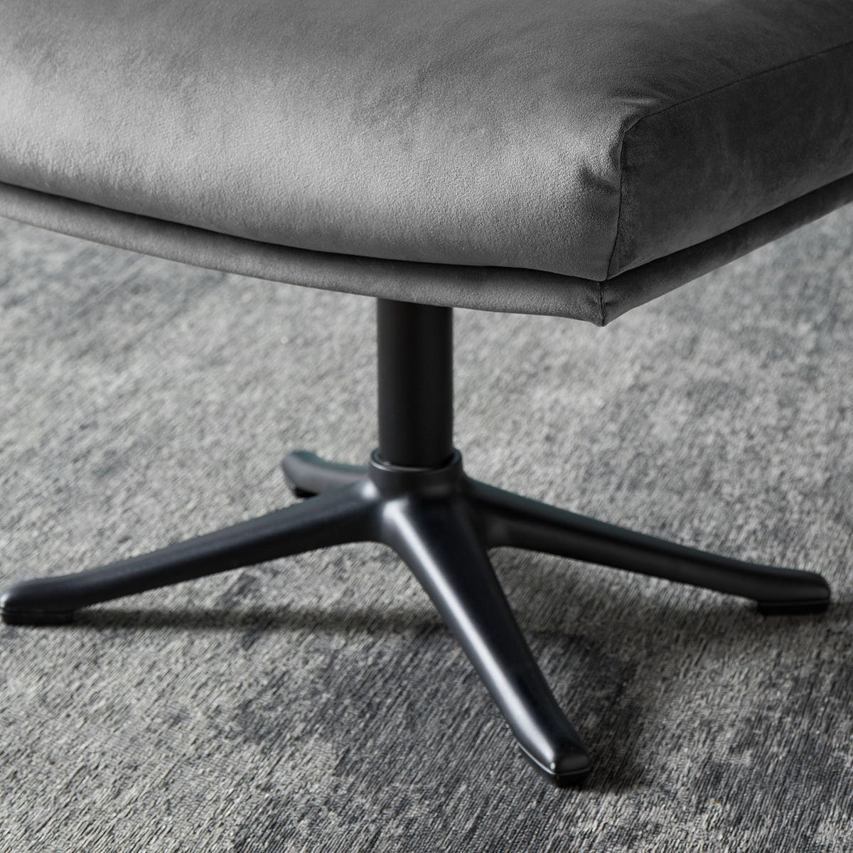 POLSTERHOCKER mit Kreuzfuß - Schwarz/Grau, Textil/Metall (51/37/41cm) - home24