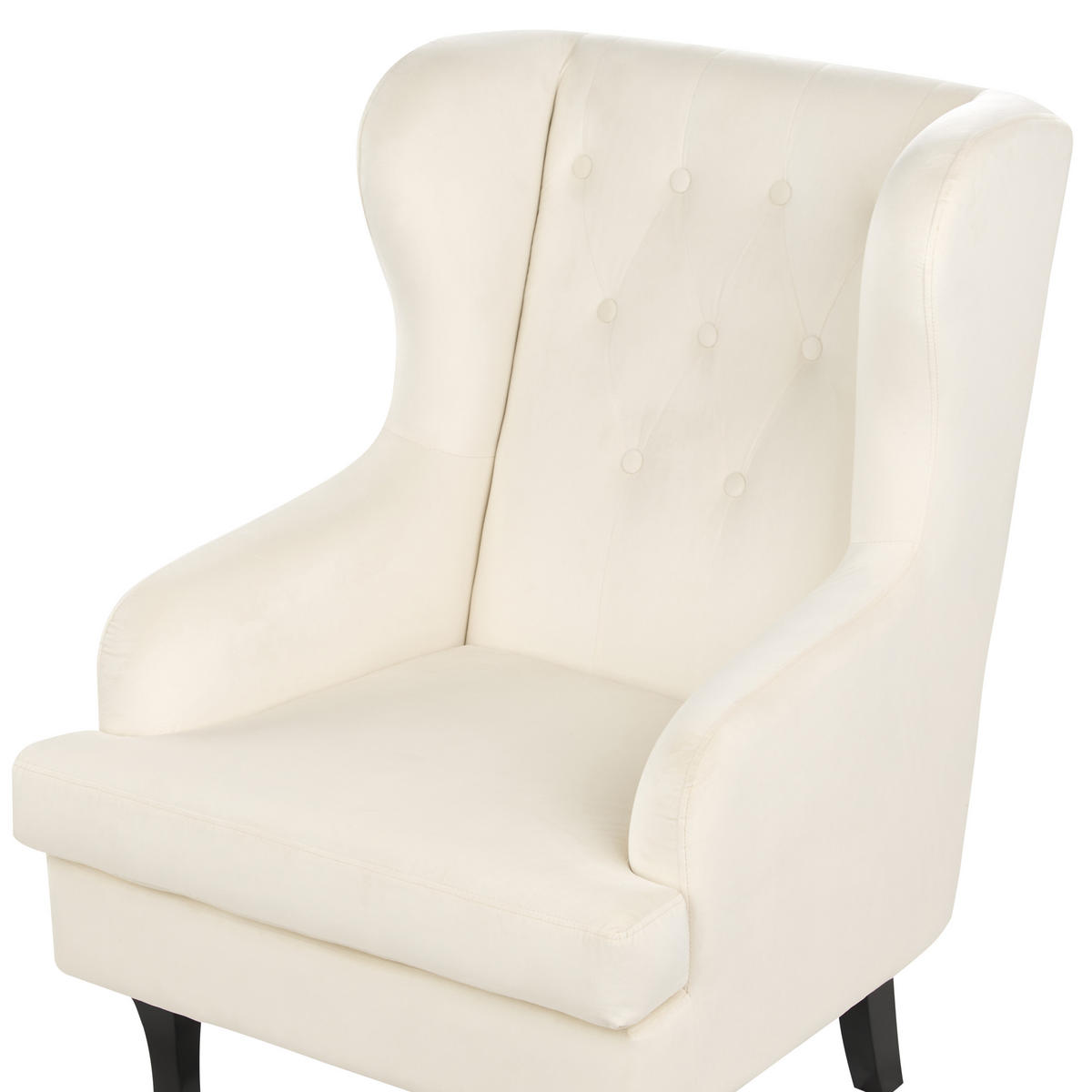 SESSEL Samtstoff Cremeweiß Alta - Schwarz/Weiß, Textil (65/100/85cm) - Beliani
