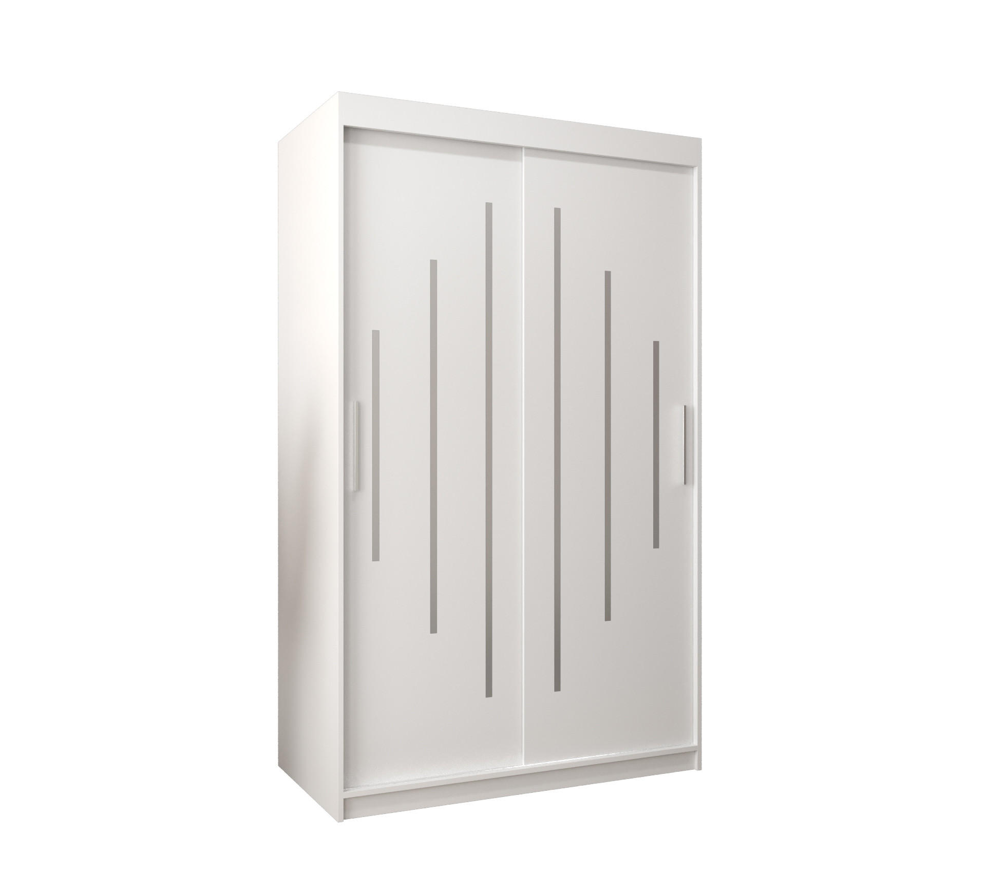 SCHWEBETÜRENSCHRANK 200/120/62 2-türig - Silberfarben/Weiß, Holz/Kunststoff (120/200/62cm) - Abiks Möbel