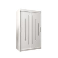 SCHWEBETÜRENSCHRANK 200/120/62 2-türig - Silberfarben/Weiß, Holz/Kunststoff (120/200/62cm) - Abiks Möbel
