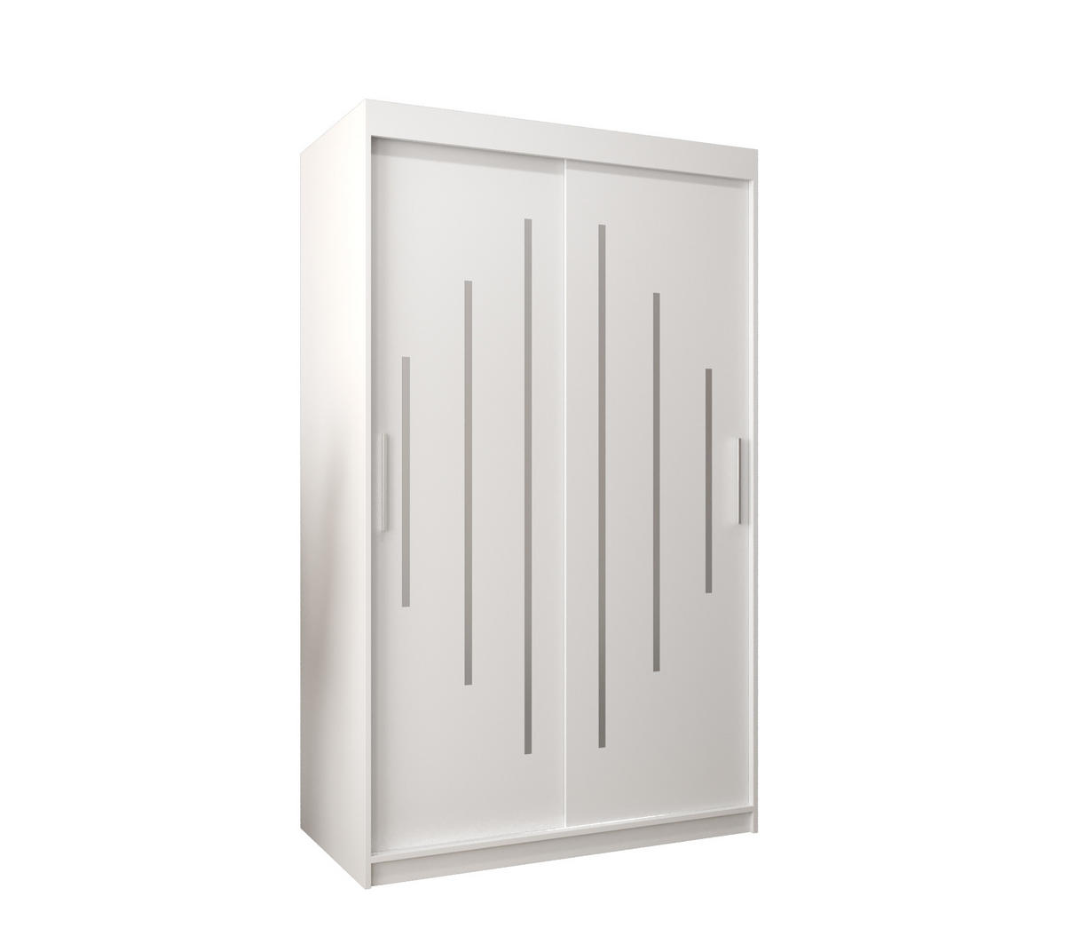 SCHWEBETÜRENSCHRANK 200/120/62 2-türig - Silberfarben/Weiß, Holz/Kunststoff (120/200/62cm) - Abiks Möbel