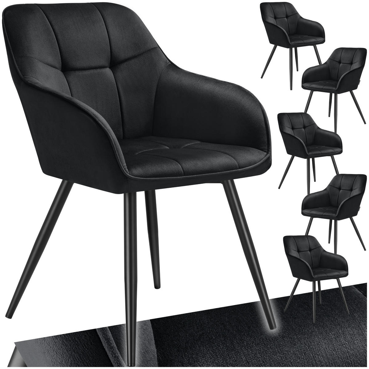 ESSZIMMERSTUHL 6er Set Marilyn 58 x 62 x 82 cm schwarz/schwarz - Schwarz, Kunststoff (58/82/62cm) - tectake
