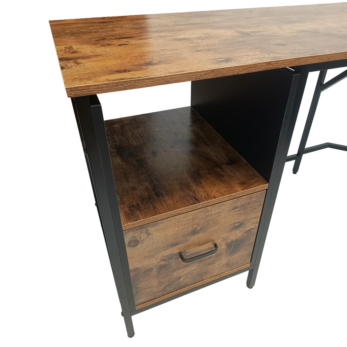 ECKSCHREIBTISCH Holzoptik Dunkelbraun Metall Schwarz L-Form Büro 149x149x75 cm - Dunkelbraun/Schwarz, Holzwerkstoff/Metall (149/149/75cm) - Begryf