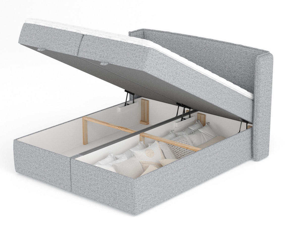 BOXBETT Passion Grau 140/200 cm - Schwarz/Grau, Kunststoff/Textil (140/200cm) - Maison de Reve