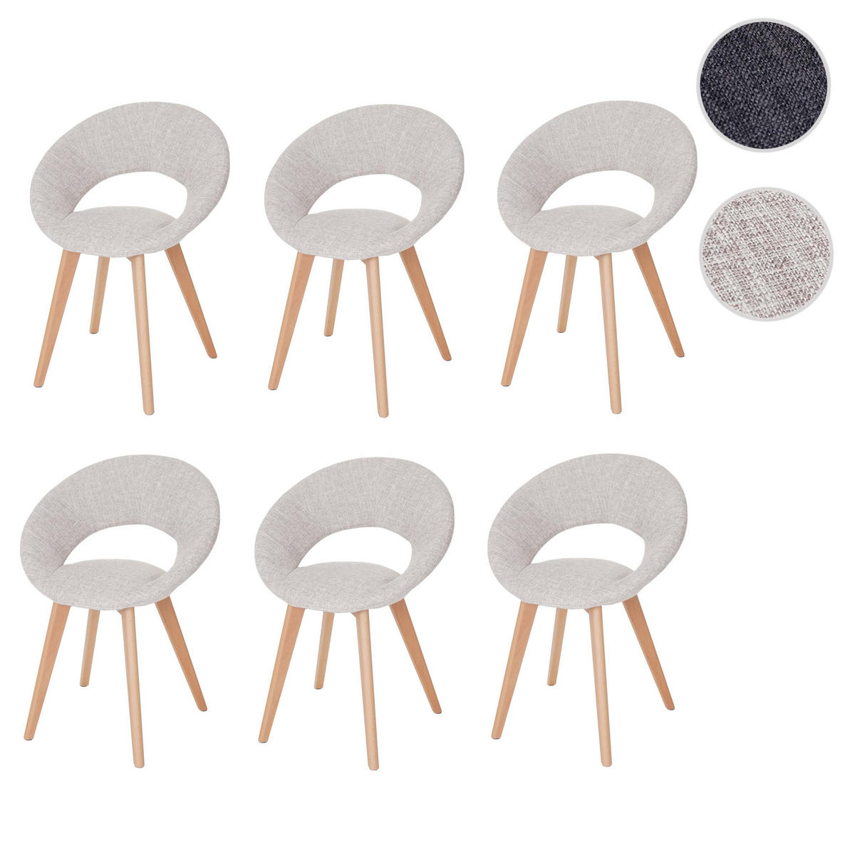 ESSZIMMERSTUHL Beige, Grau 6er-Set - Beige/Grau, Holz (60/79/50cm) - MCW
