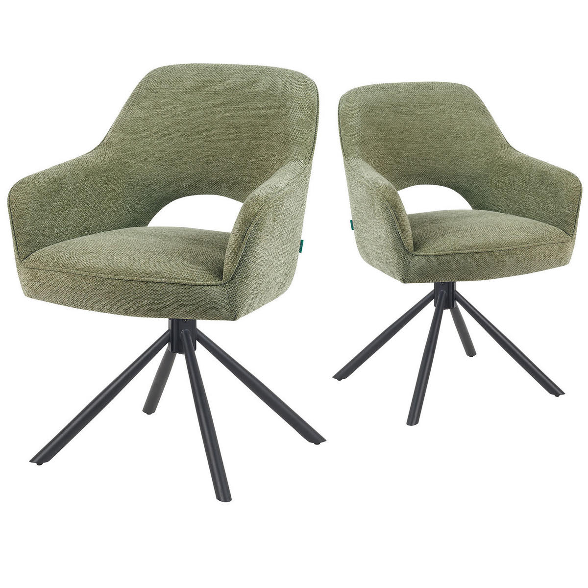DREHSTUHL Mika-Ben - Schwarz/Grün, Textil/Metall (60/87/65cm) - DUBI Möbel