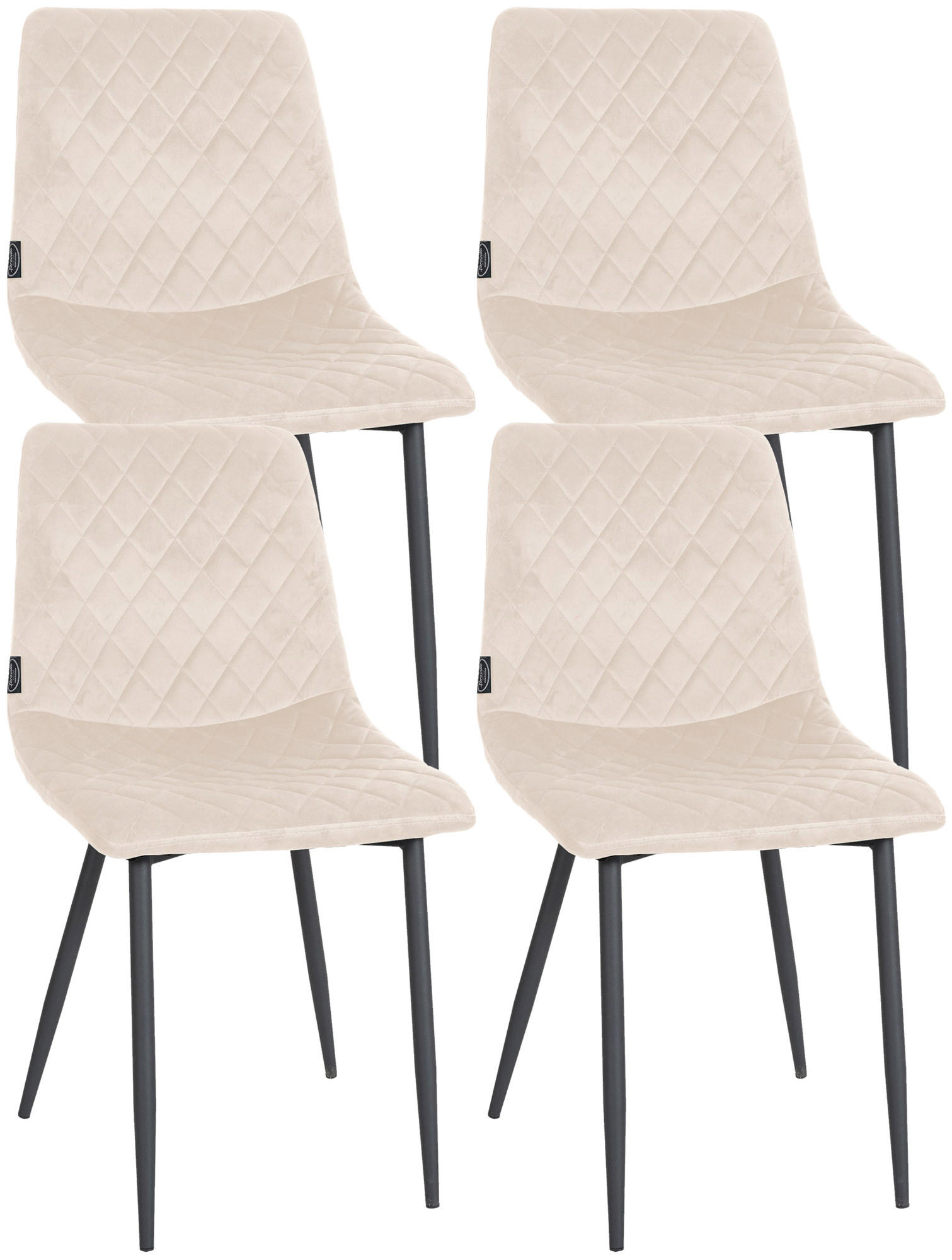 STUHL 4er Set Samt creme - Creme/Schwarz, Textil/Metall (45/83/57cm) - CLP