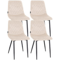 STUHL 4er Set Samt creme - Creme/Schwarz, Textil/Metall (45/83/57cm) - CLP