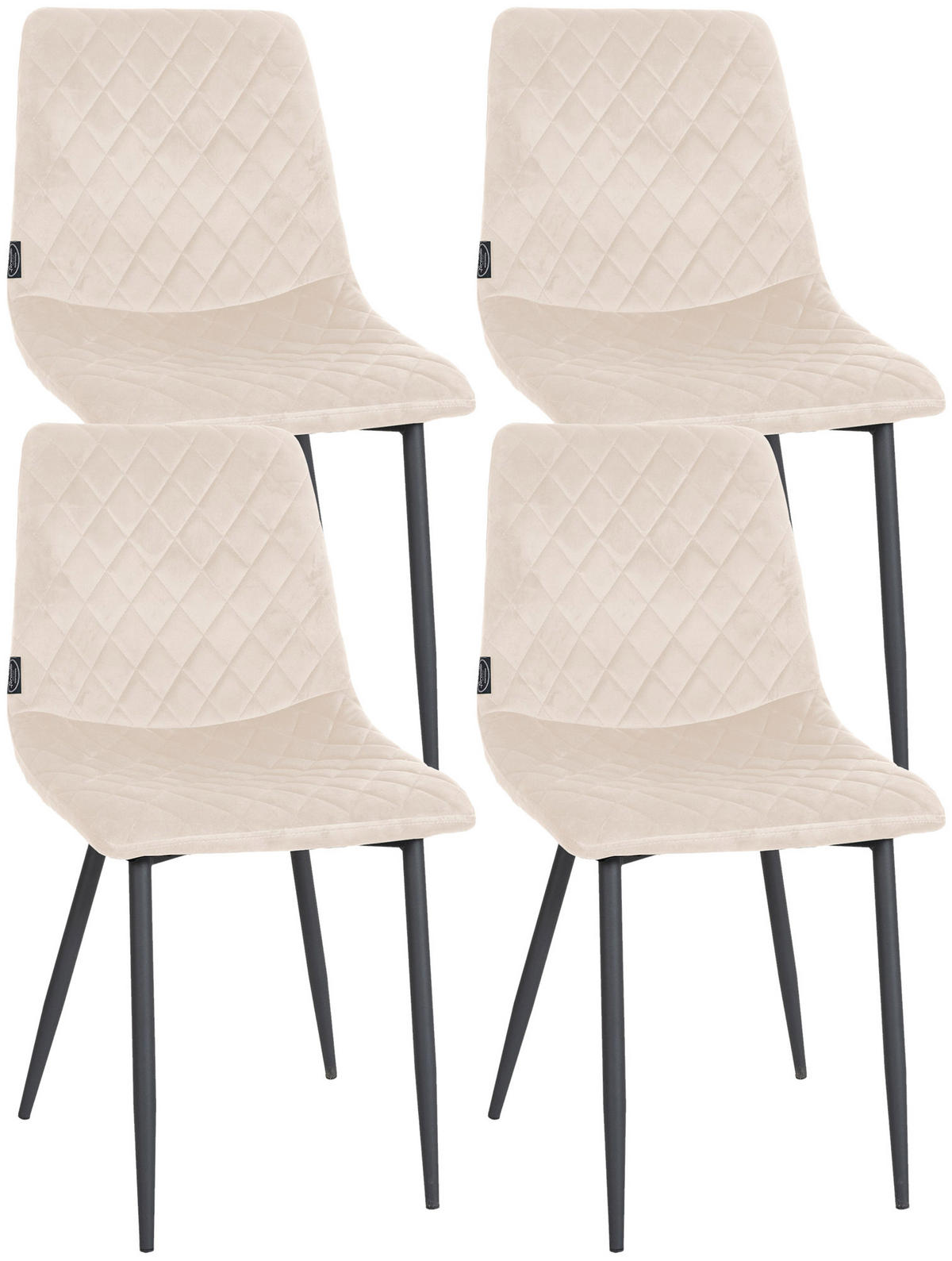 STUHL 4er Set Samt creme - Creme/Schwarz, Textil/Metall (45/83/57cm) - CLP