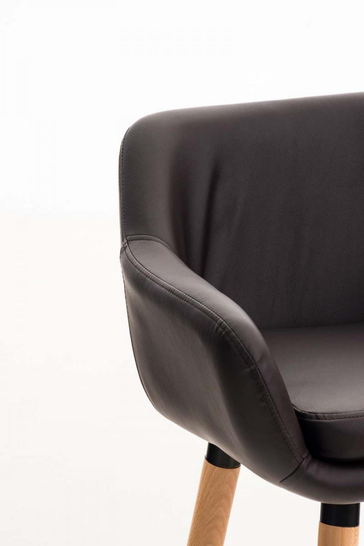 BARHOCKER Lederlook braun - Eukalyptusholzfarben/Braun, Holz/Textil (55/99/46cm) - CLP