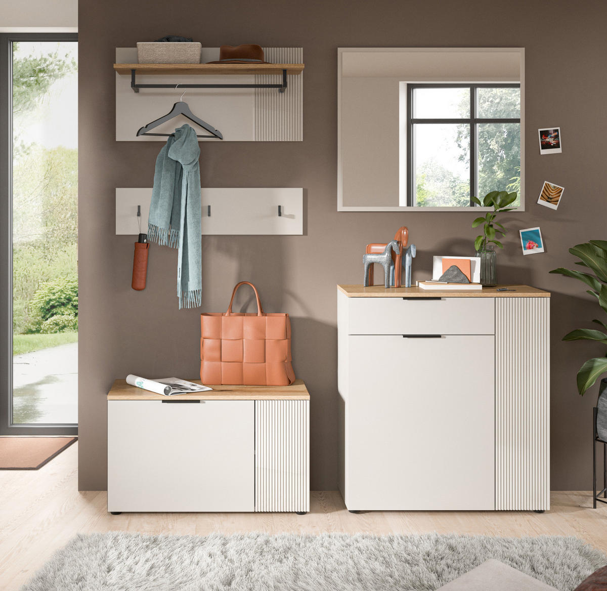 SCHUHSCHRANK Kaschmir Sand, Evoke Eiche, Flur Kommode 80 x 88 cm Skid - Kaschmir/Eichefarben, Holzwerkstoff/Kunststoff (80/88/36cm) - Inn.Furn