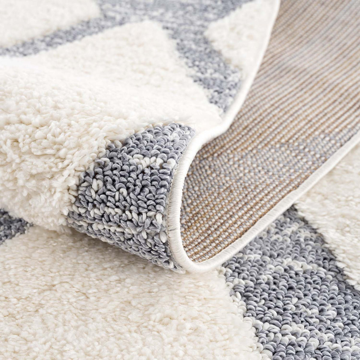 HOCHFLOR-TEPPICH Focus 4497 Grau 200 cm Rund - Creme/Grau, Textil (200/200cm) - carpet city