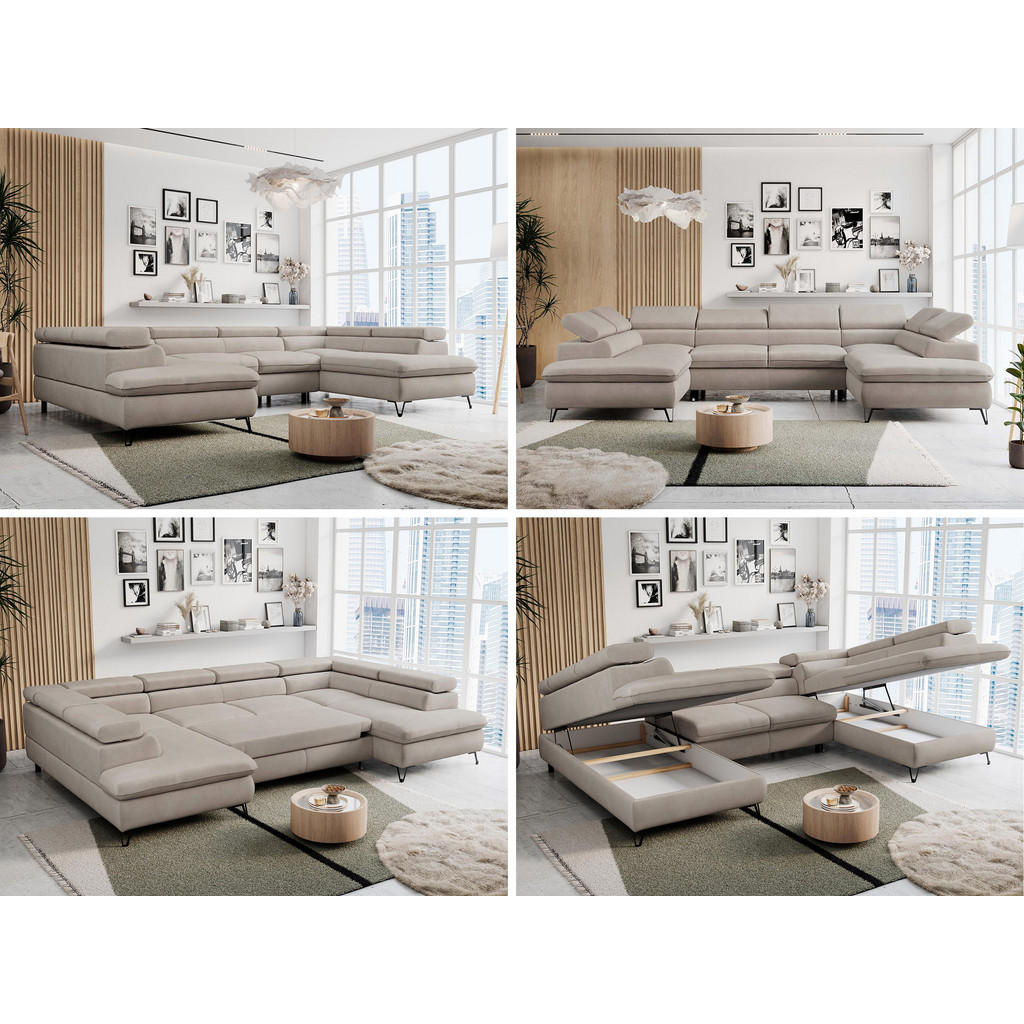 Thumbnail - MKS Wohnlandschaft, Beige, Textil, 6-Sitzer, U-Form, 346x76x208 cm, Wohnzimmer, Sofas & Couches, Wohnlandschaften, Wohnl...