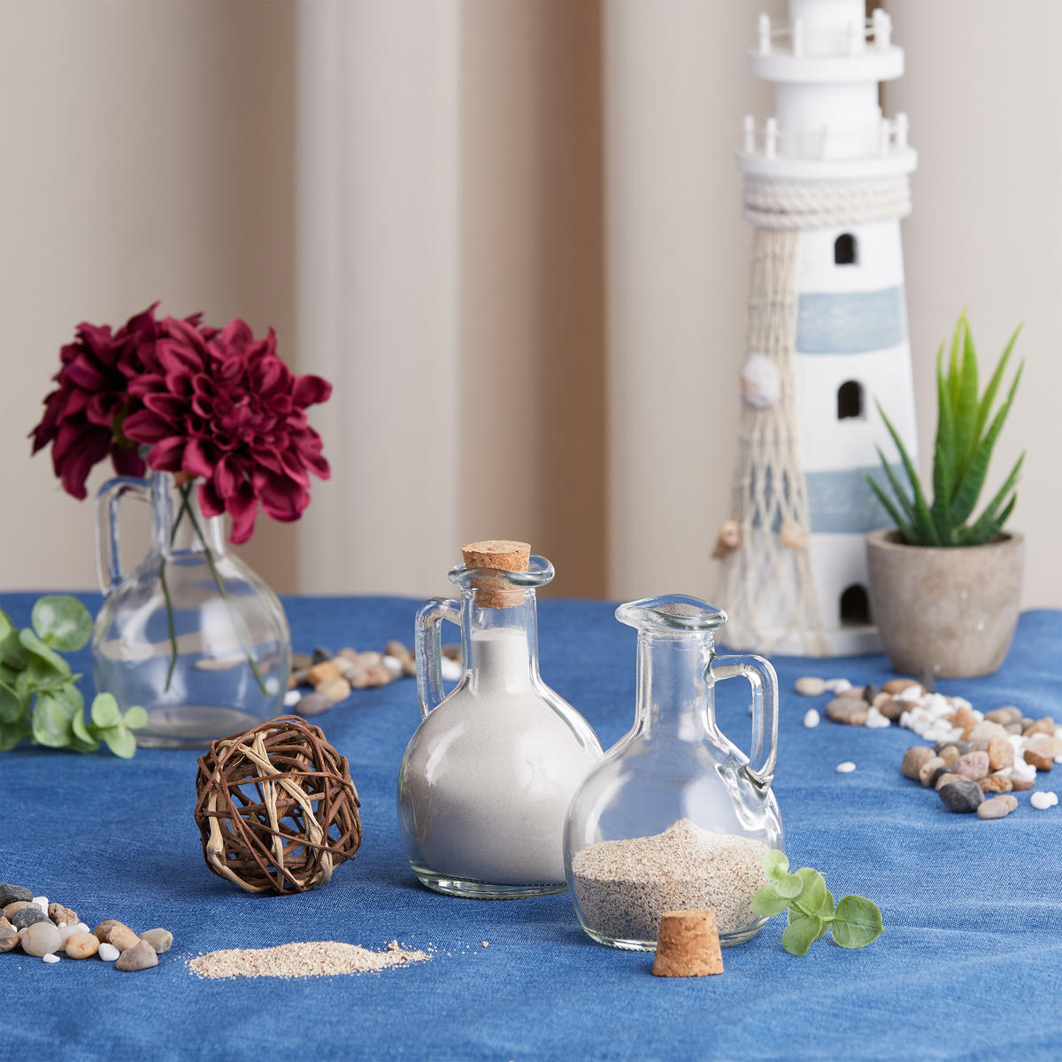 24XFĽAŠE - priehľadné, prírodné materiály/sklo (7.5/12/7.5cm) - Relaxdays