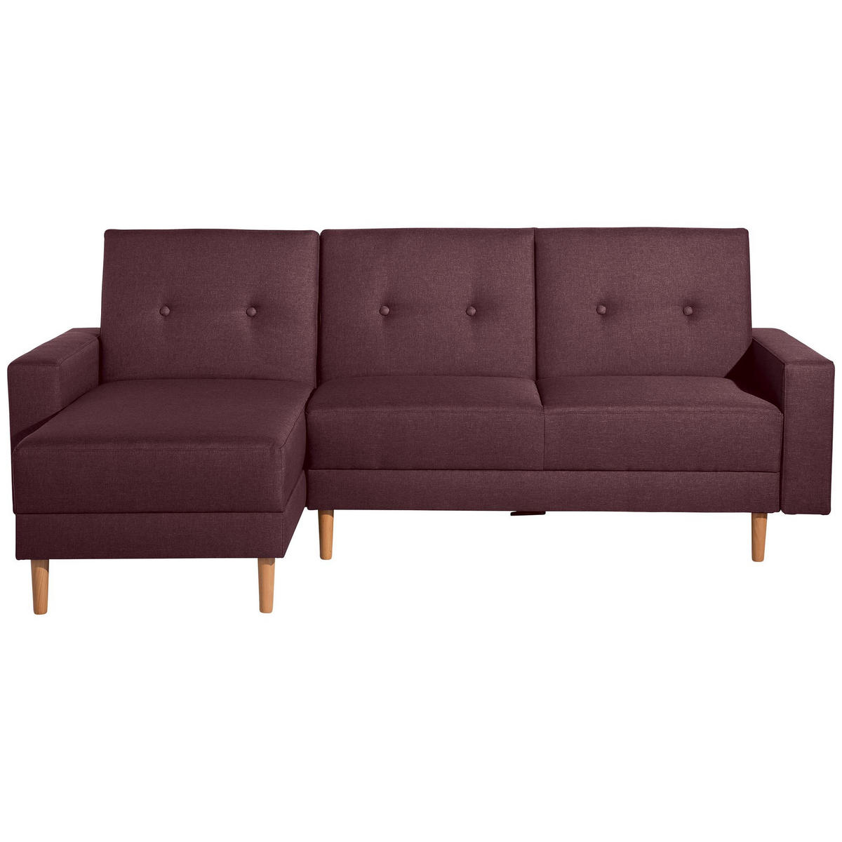 FUNKTIONSSOFA mit Hocker Kattie Flachgewebe burgund - Bordeaux, Kunststoff (144/230cm) - 58aufmkessel