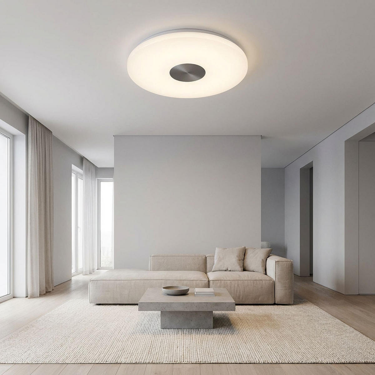 LED DECKENLEUCHTE Augustus Weiß Chrom - Weiß, Metall (37.5/37.5/5.2cm) - Globo Lighting