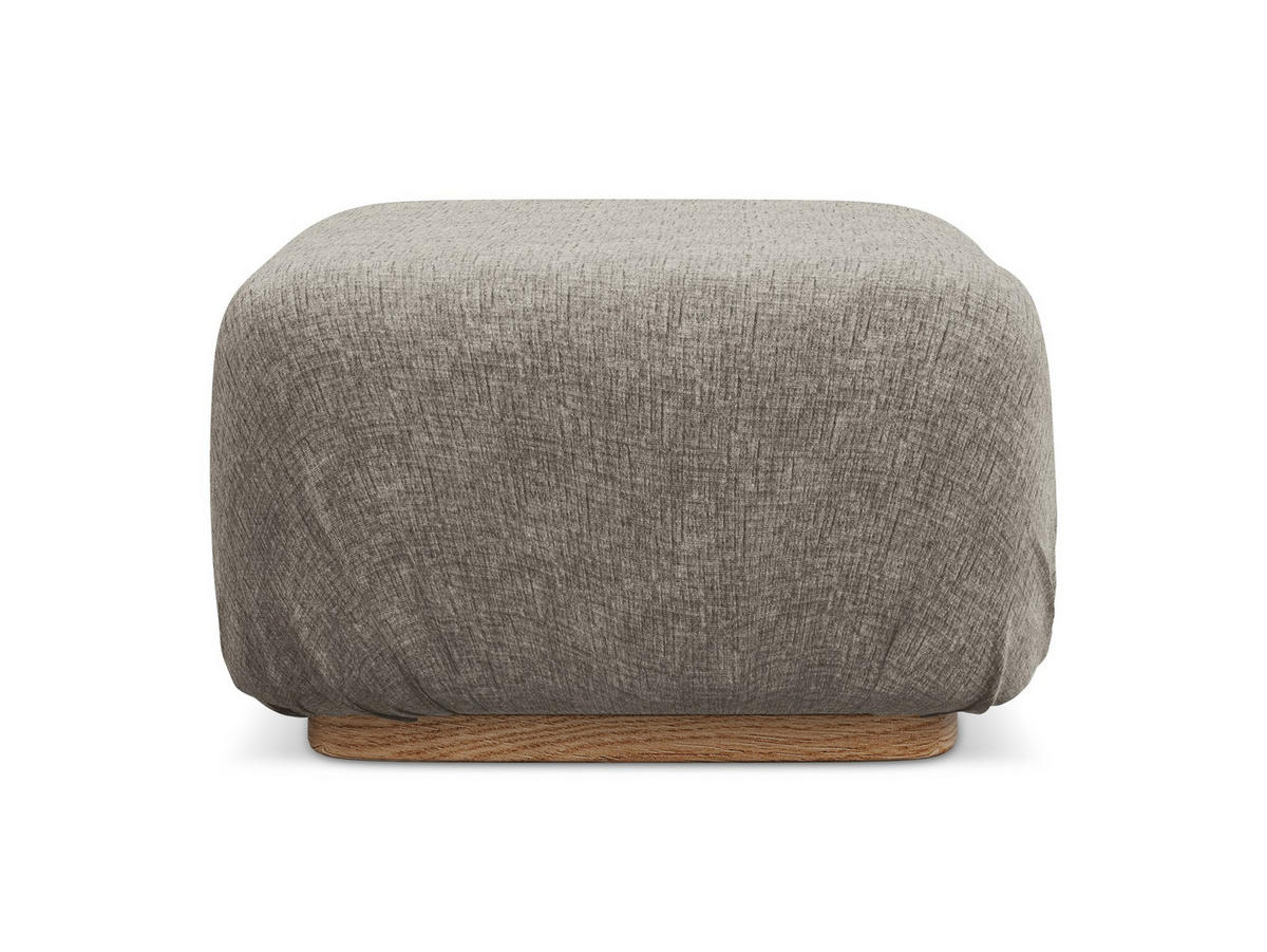POUF Chenille Stoff Grau - Taupe/Braun, Holz/Textil (83/95/41cm) - Makamii
