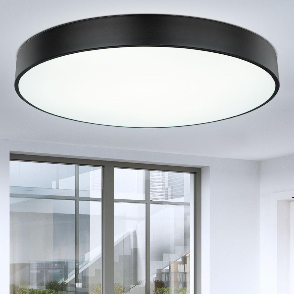 LED DECKENLEUCHTE WISS Schwarz - Schwarz, Metall (60/60/10.5cm) - Globo Lighting