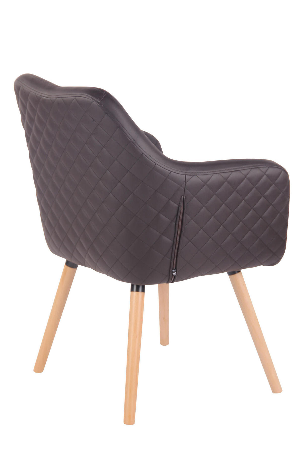 ARMLEHNENSTUHL Lederlook Dunkelbraun - Eukalyptusholzfarben/Dunkelbraun, Holz/Textil (63/84/61cm) - CLP