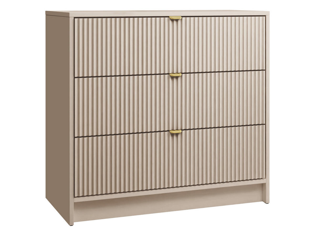 KOMMODE Tireno - Sandfarben/Goldfarben, Holzwerkstoff/Metall (80/75/40cm) - MIRJAN24