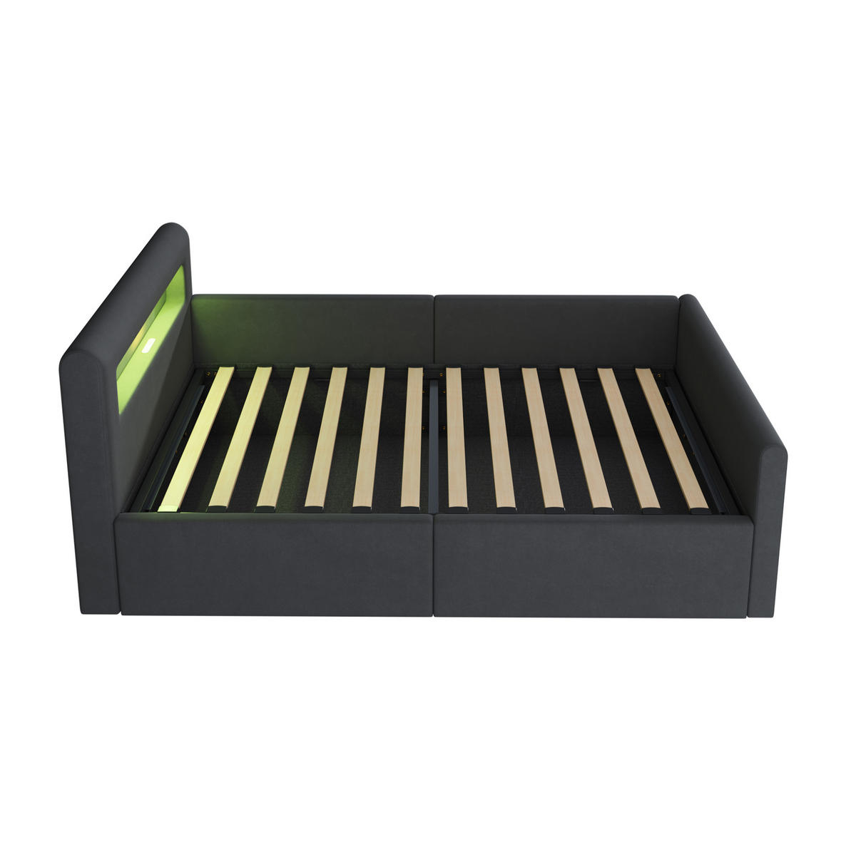 POLSTERBETT mit LED und hydraulischem Stauraum 90x200 cm Samt Grau - Dunkelgrau, Metall (90/200cm) - Beauniv
